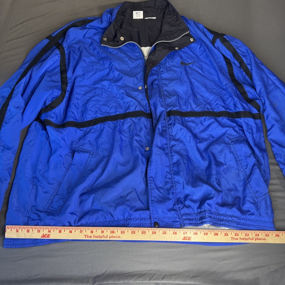 VINTAGE Nike Track Jacket Large Blue‎ Baggy Big Swoosh Windbreaker Retro 90s* - Picture 9 of 12